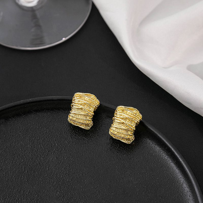 Фактурные серьги-пусеты «золотое плетение» 1J11911CJJ