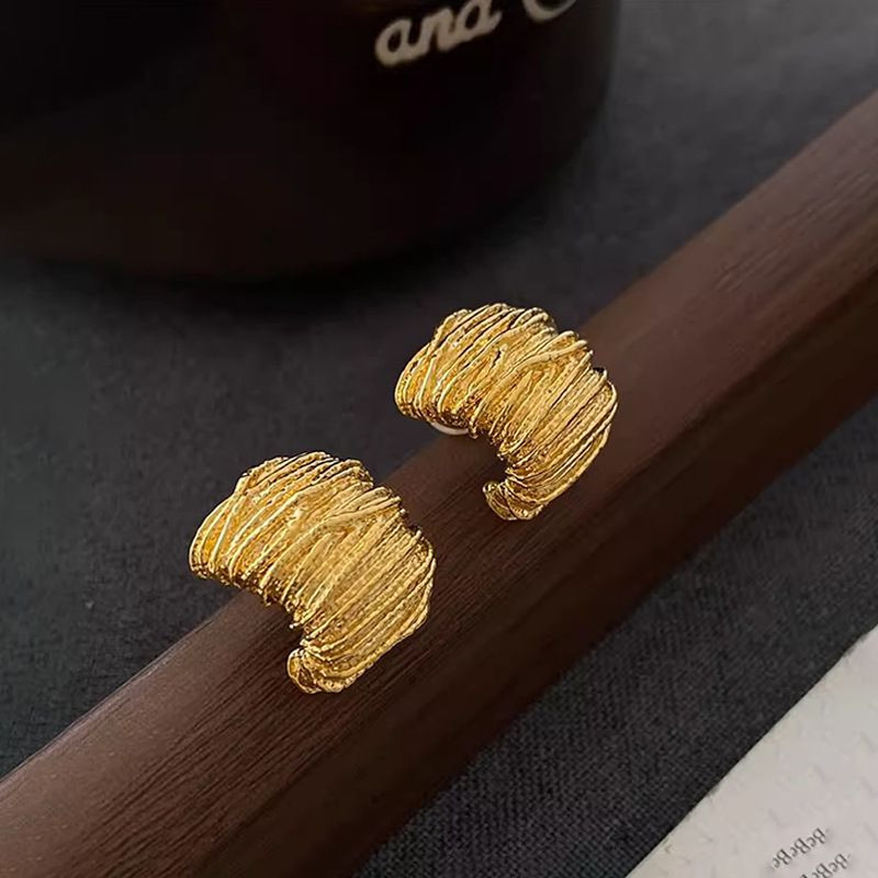 Фактурные серьги-пусеты «золотое плетение» 1J11911CJJ