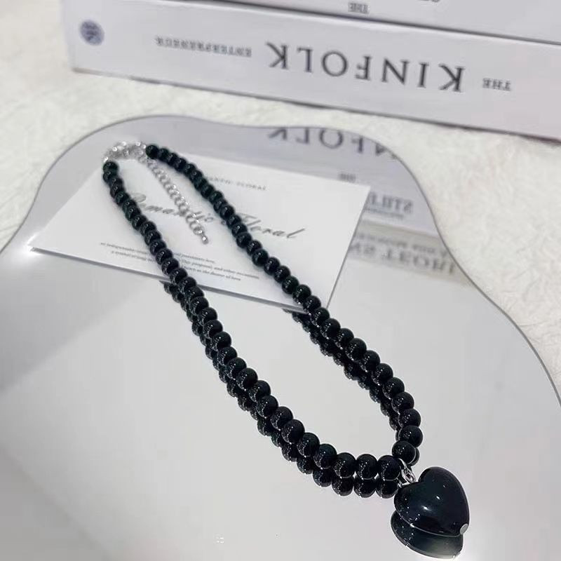 Массивные бусы из черных граненых камней CJG47376 Массивные бусы из черных граненых камней CJG47376