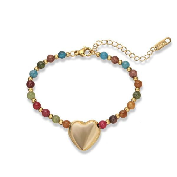 Браслет из разноцветных камней с подвеской-сердцем CJL92026