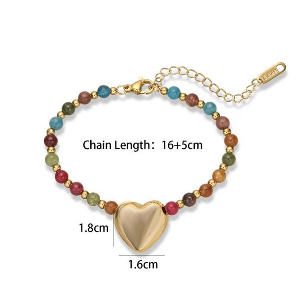 Браслет из разноцветных камней с подвеской-сердцем CJL92026