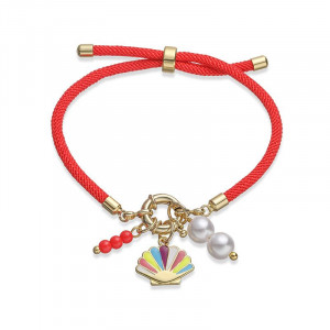 Браслет нить с яркой ракушкой и жемчужными бусинами CJQ96972