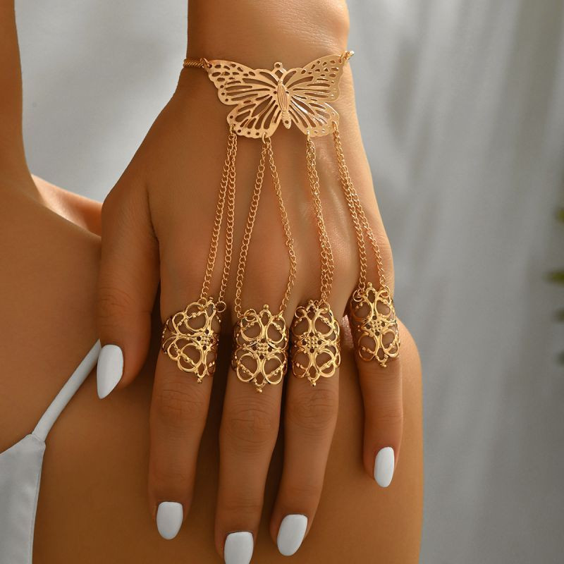 Браслет-слейв с бабочками и кольцами CJT17317 Браслет-слейв с бабочками и кольцами CJT17317