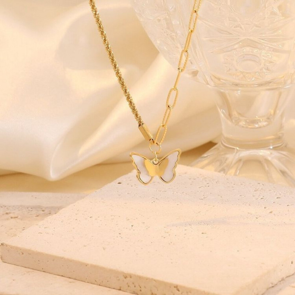 Браслет-цепочка с подвеской-бабочкой и звездой J11194CJJ