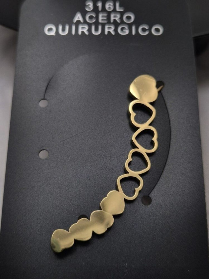 Золотистая серьга-клаймбер Сердца 1J11018CJJ