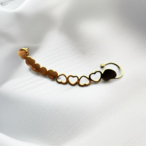 Золотистая серьга-клаймбер Сердца 1J11018CJJ