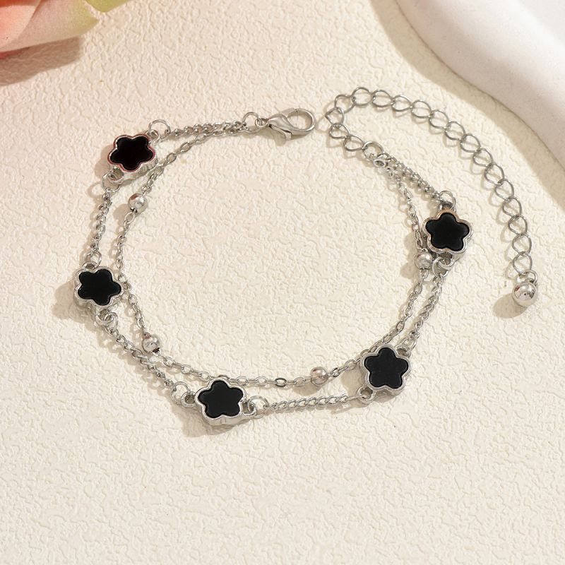 Браслет цепочка с черным клевером CJR61524 Браслет цепочка с черным клевером CJR61524