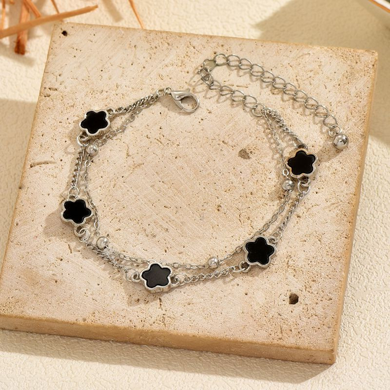Браслет цепочка с черным клевером CJR61524 Браслет цепочка с черным клевером CJR61524