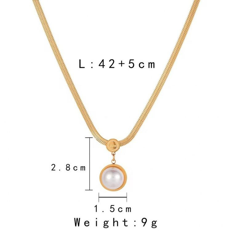 Изысканная цепочка с кулоном и перламутровой вставкой J10533CJJ Изысканная цепочка с кулоном и перламутровой вставкой J10533CJJ