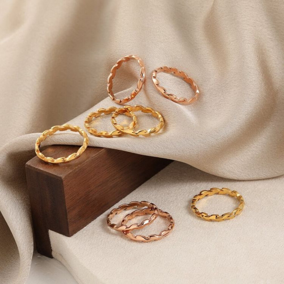 Кольцо медицинская сталь с напылением золотом J11173CJJ Кольцо медицинская сталь с напылением золотом J11173CJJ