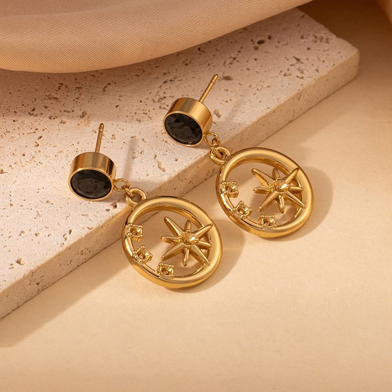 Серьги с сердцем из циркона из нержавеющей стали CJX69925