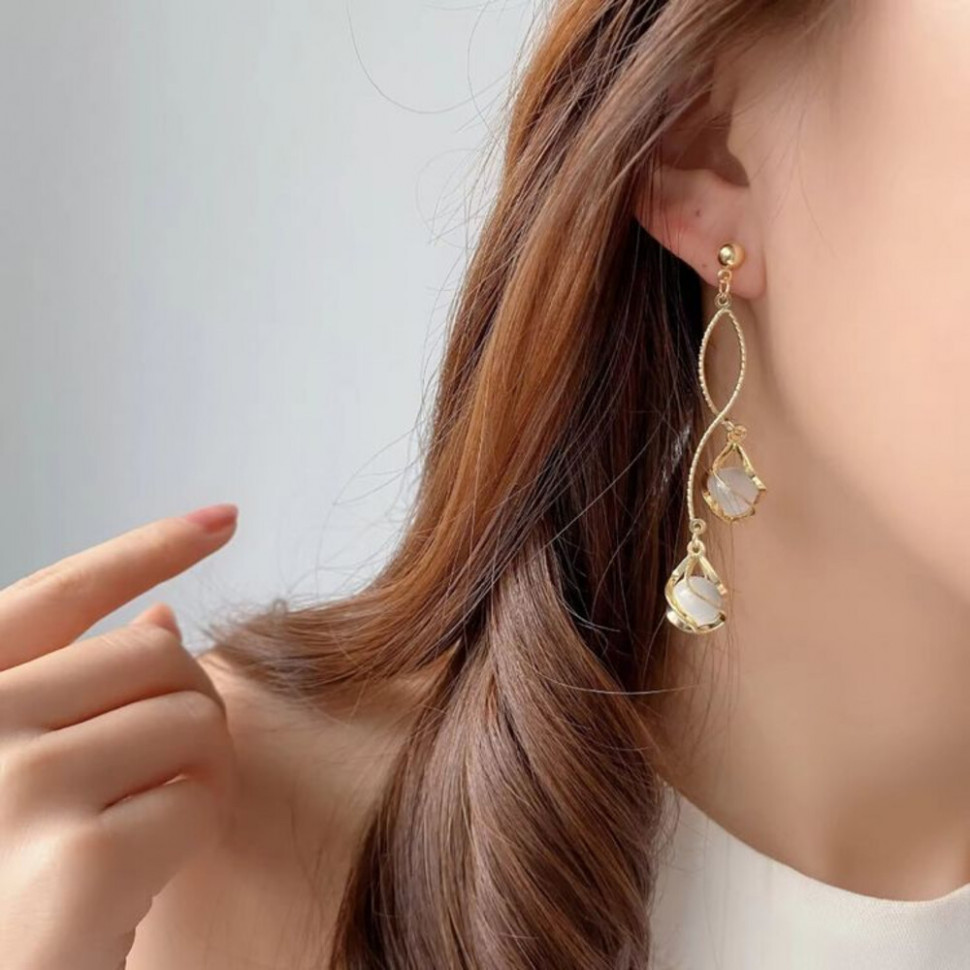 Серьги-спирали с кристальными подвесками J10424CJJ