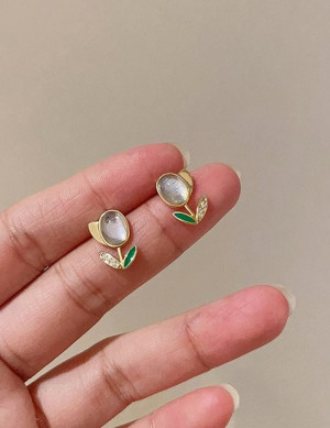 Изящные серьги-пусеты тюльпаны Z65495