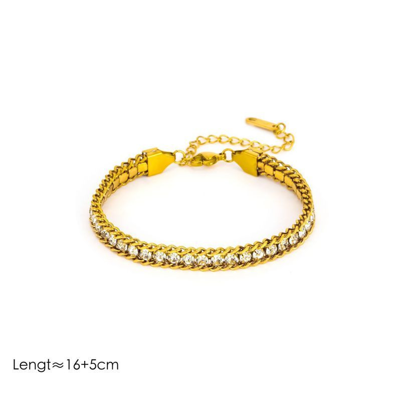 Браслет цепочка с разноцветными кристаллами CJM04541