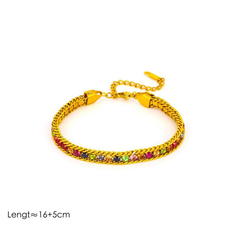 Браслет цепочка с разноцветными кристаллами CJM04541
