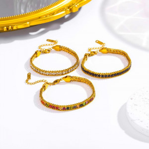 Браслет цепочка с разноцветными кристаллами CJM04541 Браслет цепочка с разноцветными кристаллами CJM04541