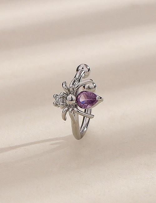 Серьга-кафф «Паук» с фиолетовым камнем Z65794