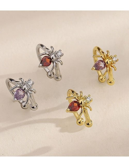 Серьга-кафф «Паук» с фиолетовым камнем Z65794