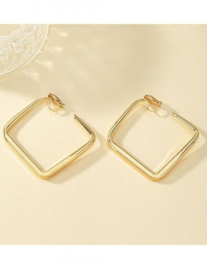 Большие квадратные серьги-кольца в стиле минимализм Z31207