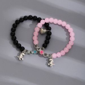 Парные браслеты лесные обитатели с подвесками-зайками CJP84500