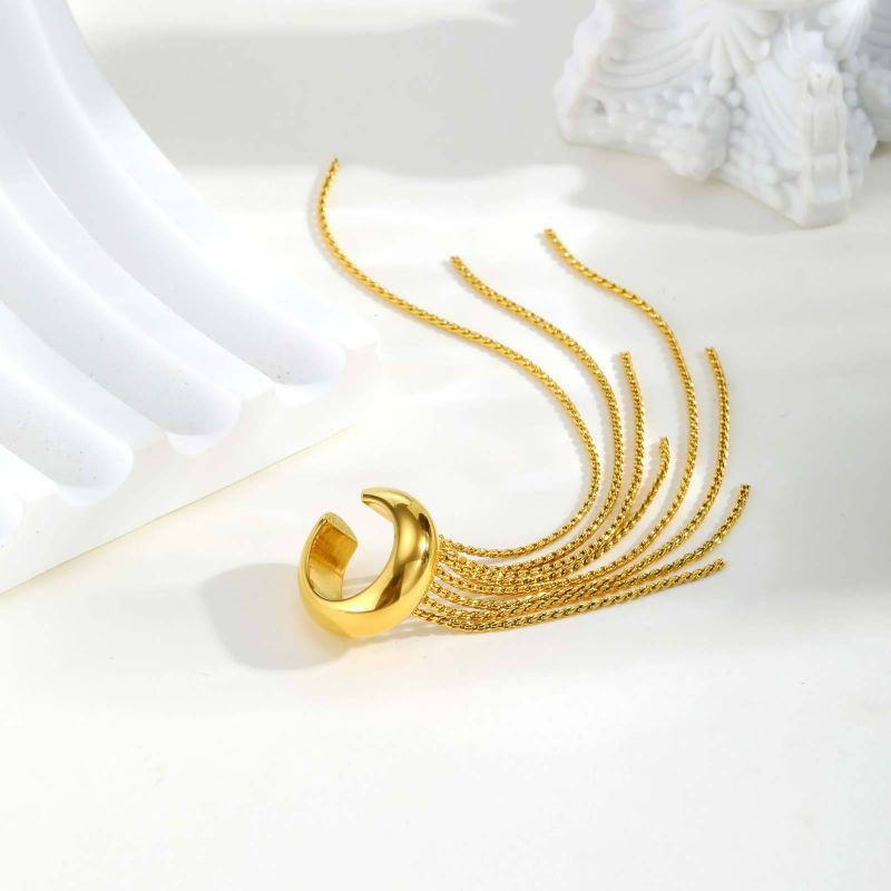 Серьга-кафф с длинной цепочкой CJQ18744 Серьга-кафф с длинной цепочкой CJQ18744