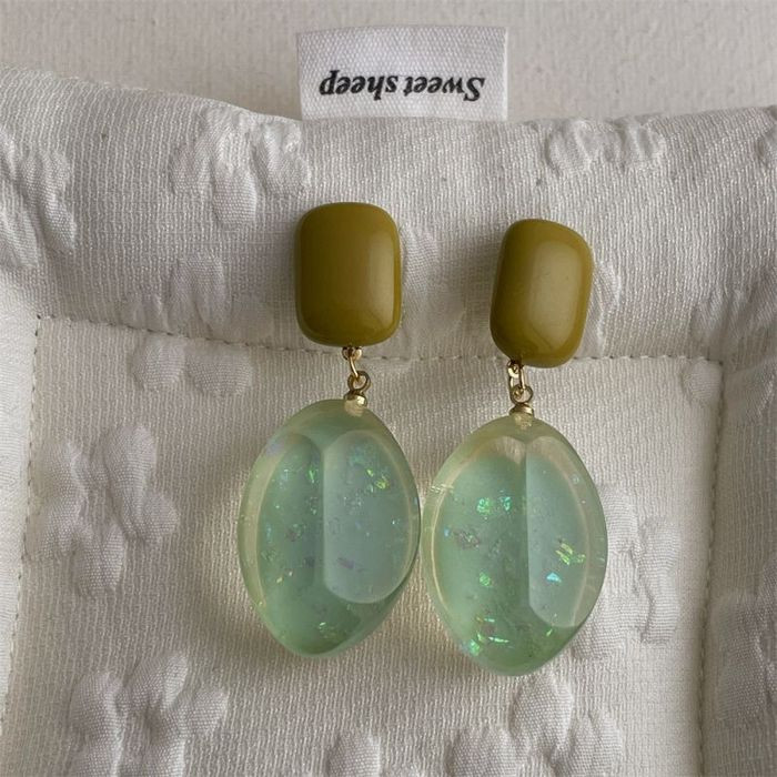 Висячие серьги с овальными подвесками из зеленого акрила CJL14752