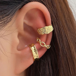 Набор золотистых каффов с фактурным рельефом и плетением цепь CJDB1121