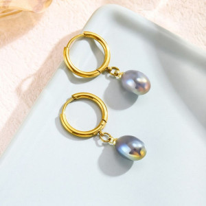 Серьги-конго с темным жемчугом CJG24779