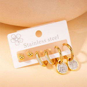 Набор серег из стали с напылением золотом J11497CJJ Набор серег из стали с напылением золотом J11497CJJ