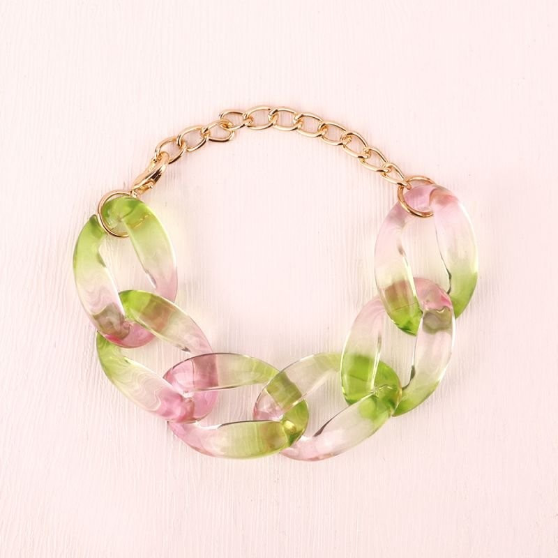 Браслет из прозрачных звеньев с цветами CJC27404