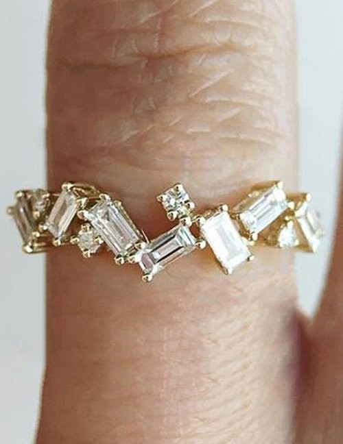 Кольцо-корона с прямоугольными кристаллами M13405