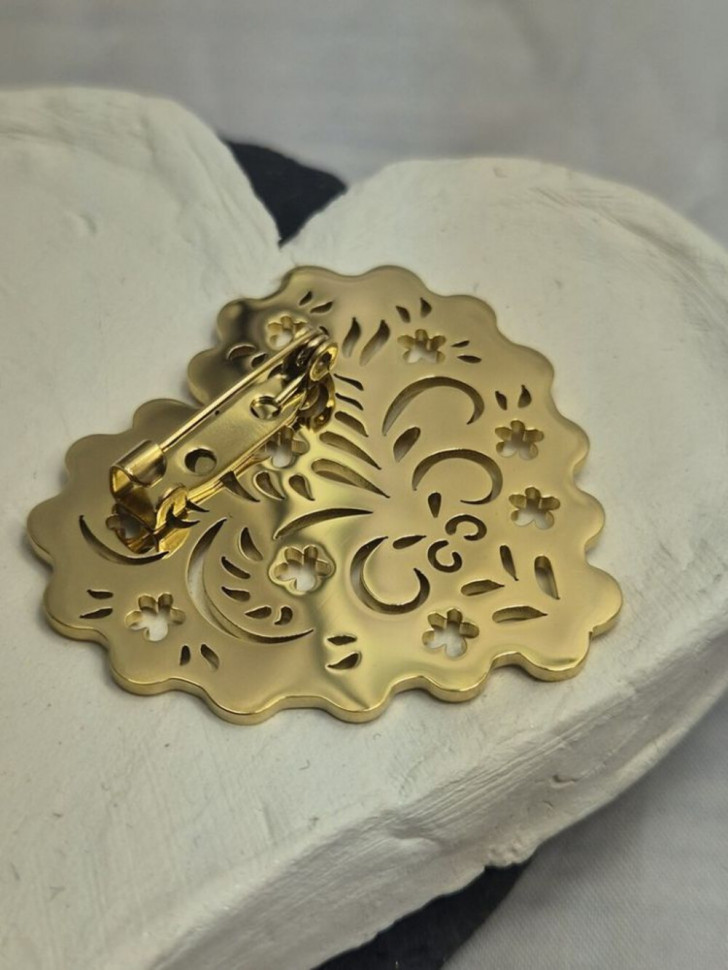 Брошь медицинская сталь с напылением золотом J11354CJJ