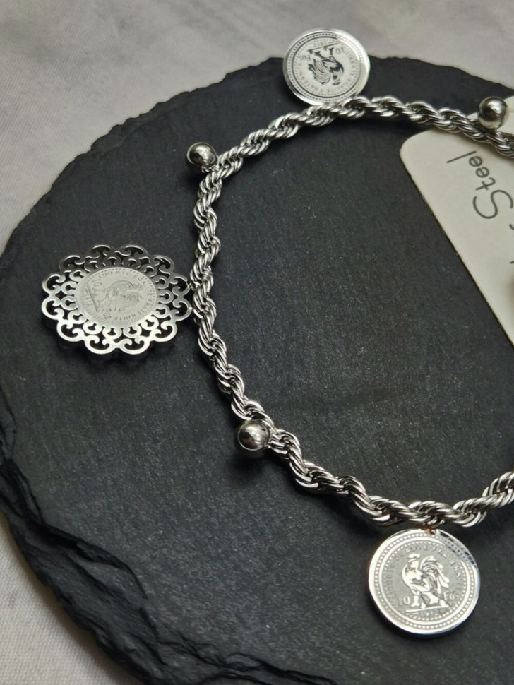 Браслет цепочка с подвесками монетами J11196CJJ