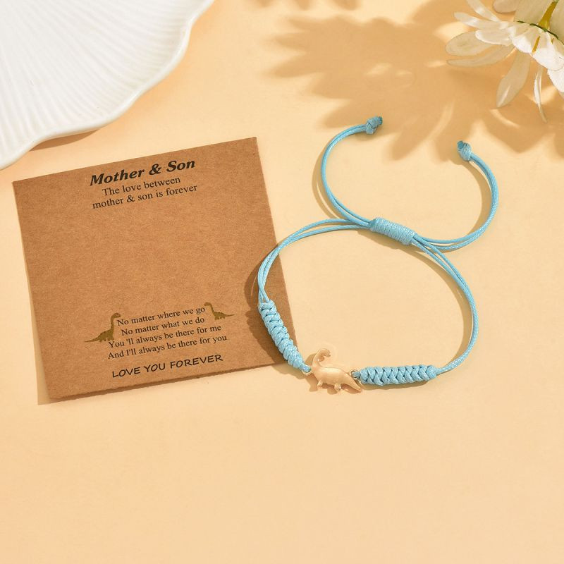 Браслет-нить с плетеным узором и динозавром CJR61527