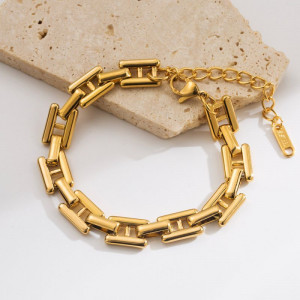 Браслет стальной с прямоугольными звеньями в стиле индастриал CJM00662