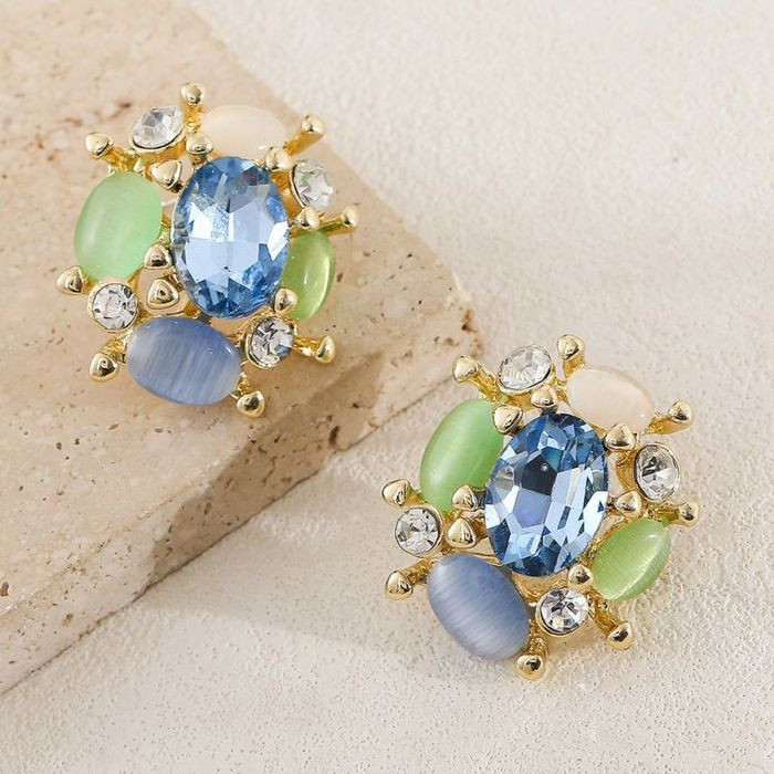 Роскошные серьги-пусеты Сияющая мозаика небесных оттенков CJL17062