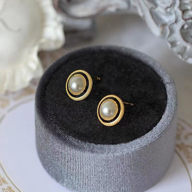 Аристократичные серьги-пусеты жемчуг в золоте 1J12381CJJ