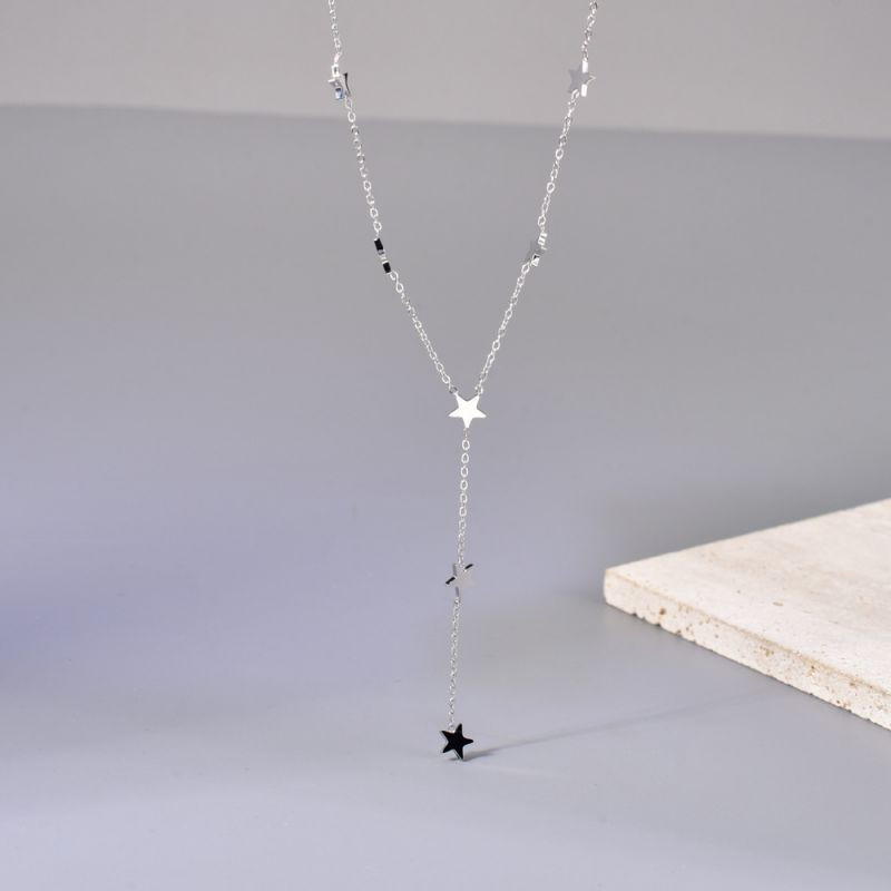 Золотистая цепочка-галстук с россыпью мелких звезд CJL14397