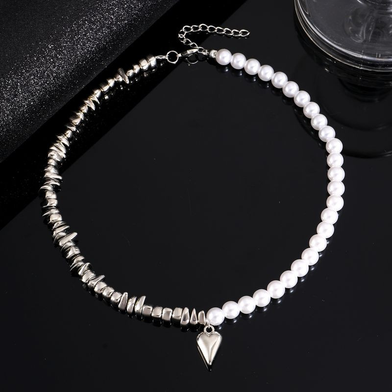 Массивное колье-цепь с жемчугом и сердцем 1J11874CJJ