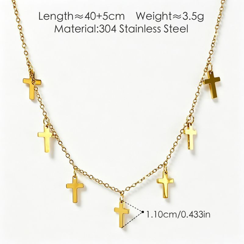 Многослойное колье из стали с крестами CJZ44446