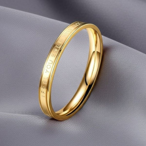 Кольцо стальное с напылением золотом "I feel you even when I close my eyes" J10202CJJ