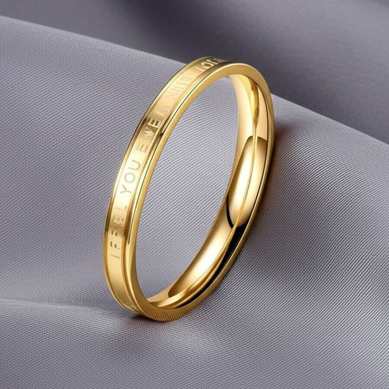 Узкое кольцо с золотым напылением и гравировкой о чувствах J10202CJJ