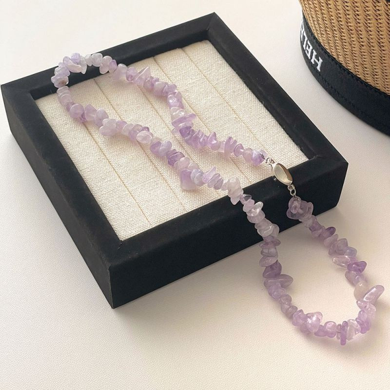 Бусы из имитации натурального аметиста с граненой фактурой CJG62482