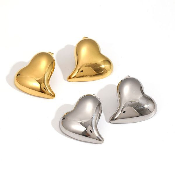 Стальные серьги-пусеты «Объемные сердца» CJL48427 Стальные серьги-пусеты «Объемные сердца» CJL48427