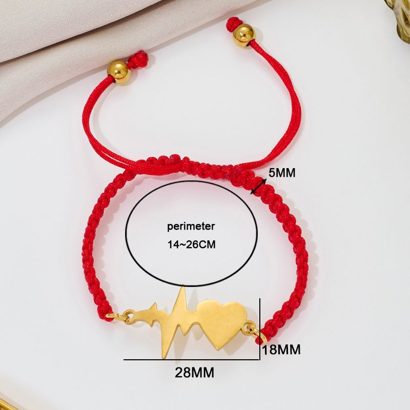 Браслет плетеная нить с серебристым пульсом и сердцем CJQ65898