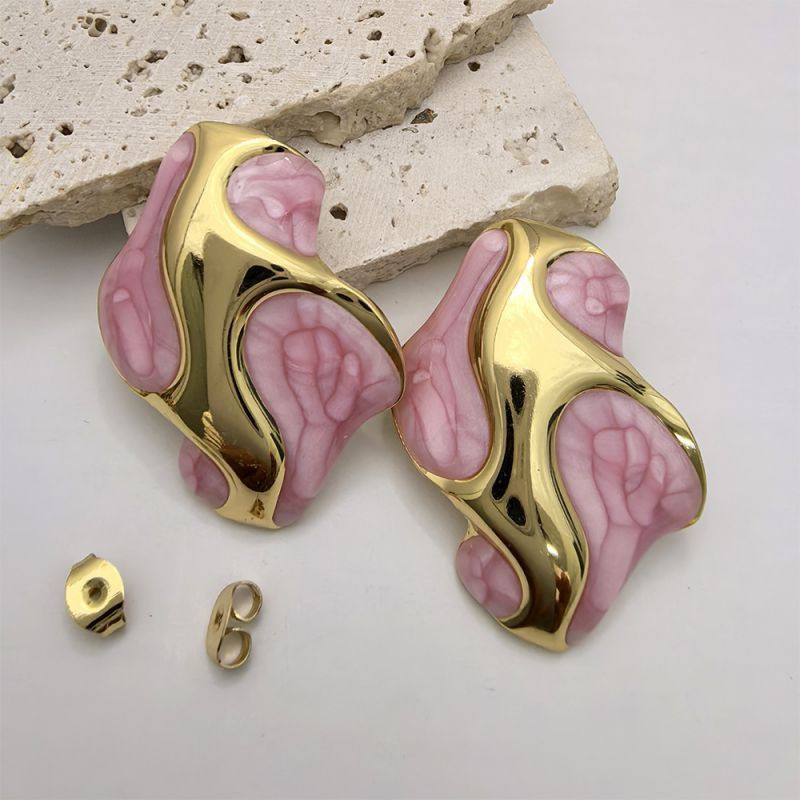 Серьги-пусеты Абстрактные волны Двухцветные CJL79221