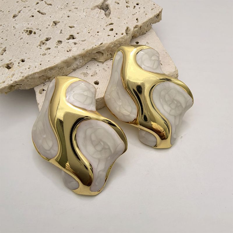 Серьги-пусеты Абстрактные волны Двухцветные CJL79221