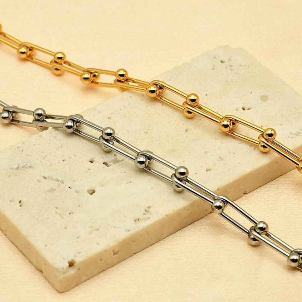 Браслет-цепочка с крупными геометрическими звеньями J11197CJJ