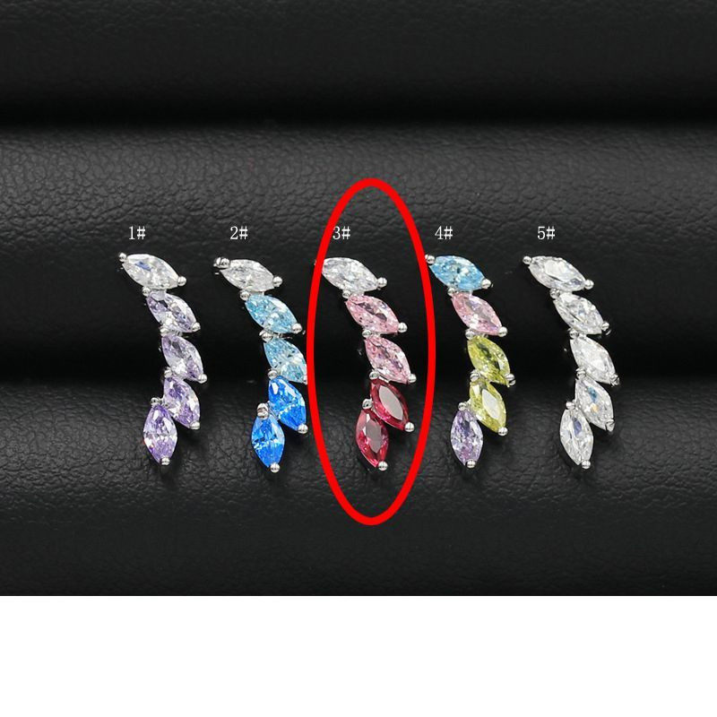 Серьга с градиентным фиолетовым цирконом из титановой стали CJX70869
