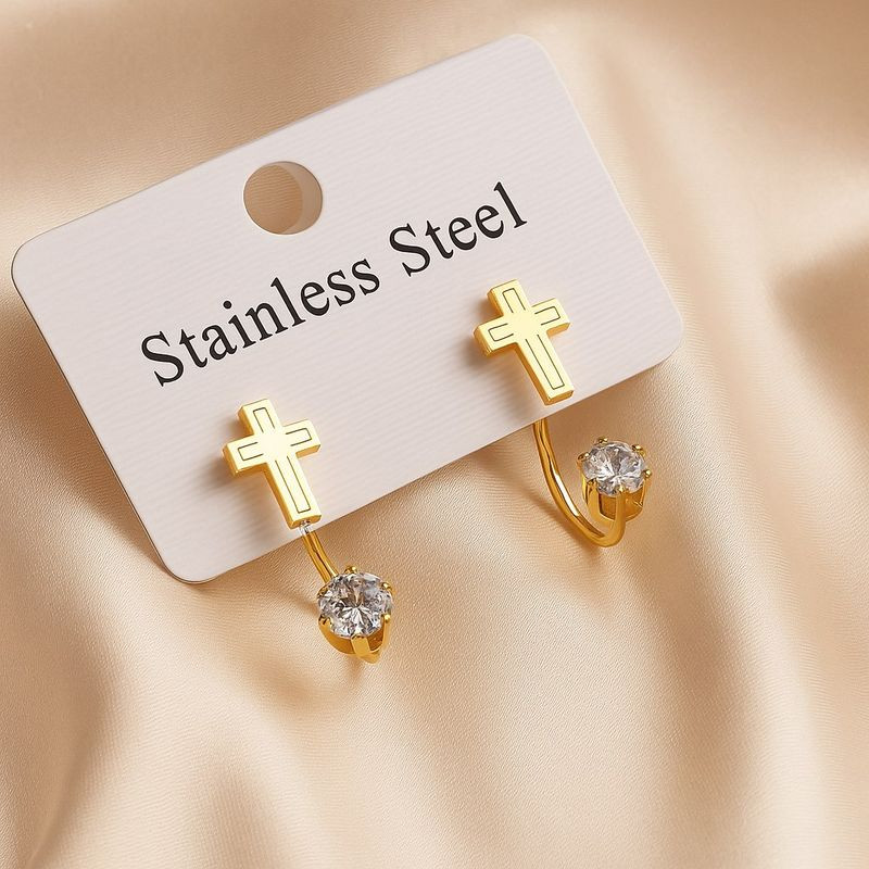 Серьги медицинская сталь с напылением золотом J10380(CJJ) Серьги медицинская сталь с напылением золотом J10380(CJJ)